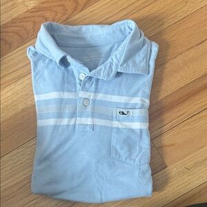 Vineyard Vines Kids Light Blue Polo with White Stripes